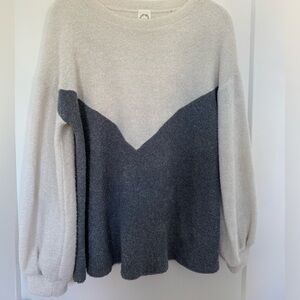 Boutique terry cloth sweatshirt with peplum sleeves, size M